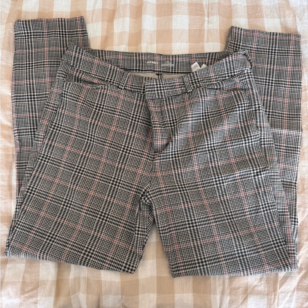 Old Navy Plaid Trousers in Black, White & Pink Check